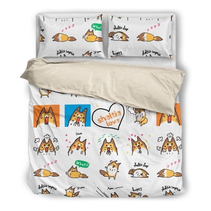 Sheltie Cotton Bed Sheets Spread Comforter Duvet Cover Bedding Sets