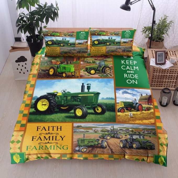Tractor Farmer Keep Calm And Ride On Cotton Bed Sheets Spread Comforter Duvet Cover Bedding Sets Perfect Gifts For Tractor Lover Thanksgiving