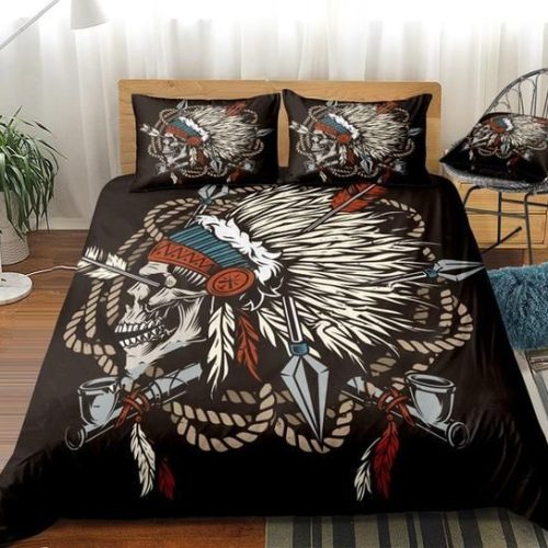 Tribal Native American Skull Cotton Bed Sheets Spread Comforter Duvet Cover Bedding Sets