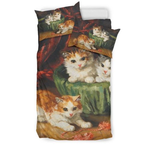 Three Cats Cotton Bed Sheets Spread Comforter Duvet Cover Bedding Sets