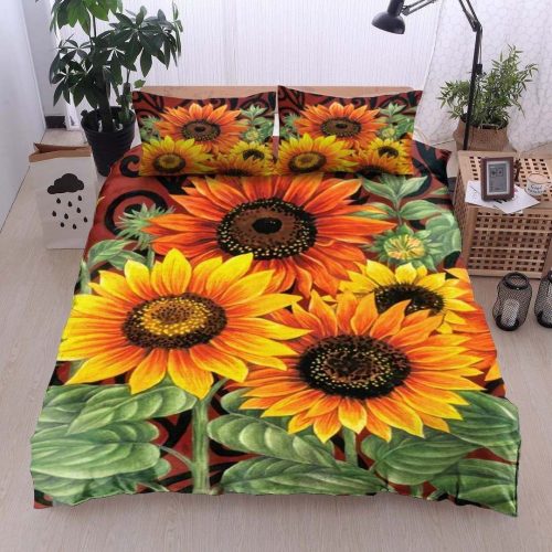 Sunflower Cotton Bed Sheets Spread Comforter Duvet Cover Bedding Sets