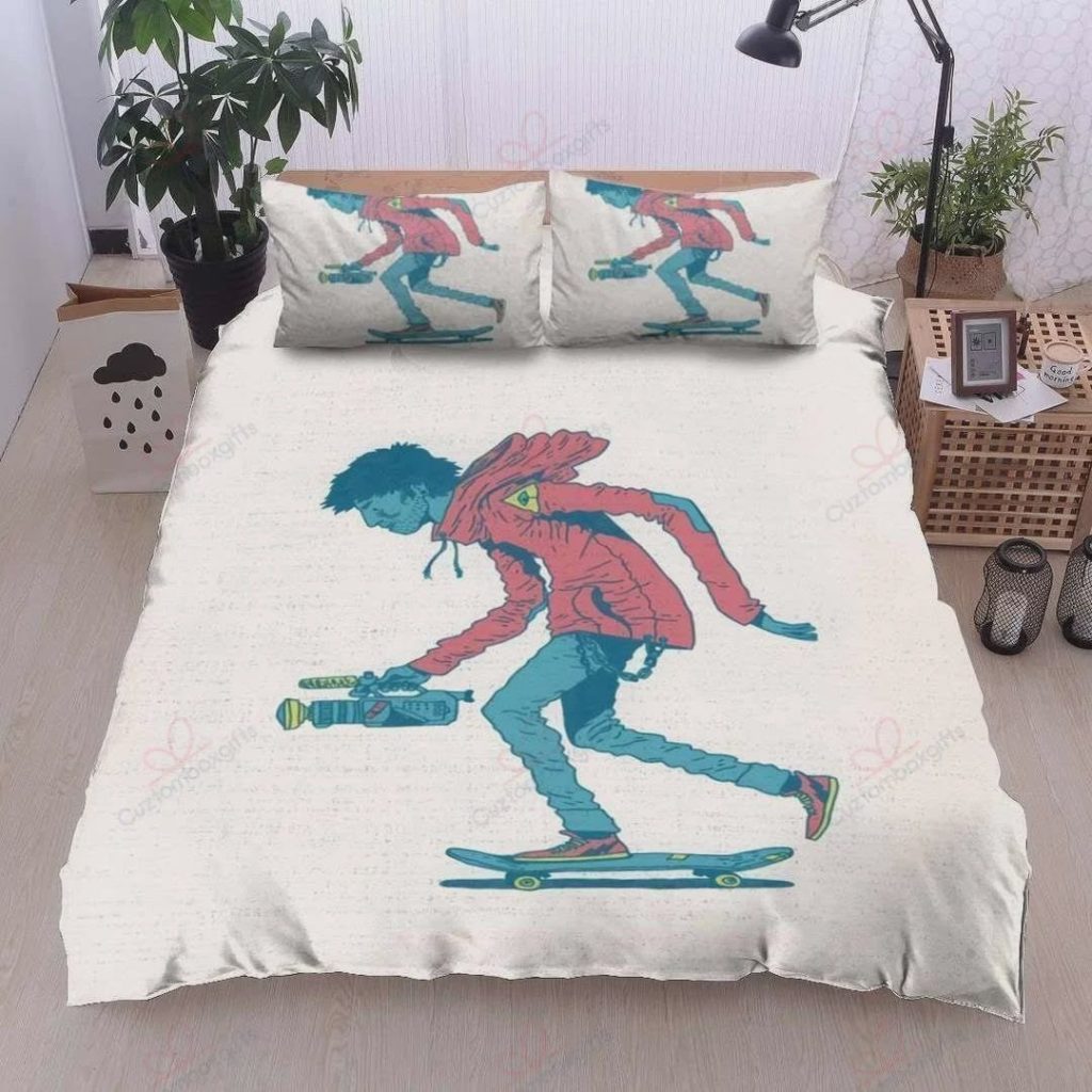 Skateboarding Man Cotton Bed Sheets Spread Comforter Duvet Cover Bedding Sets