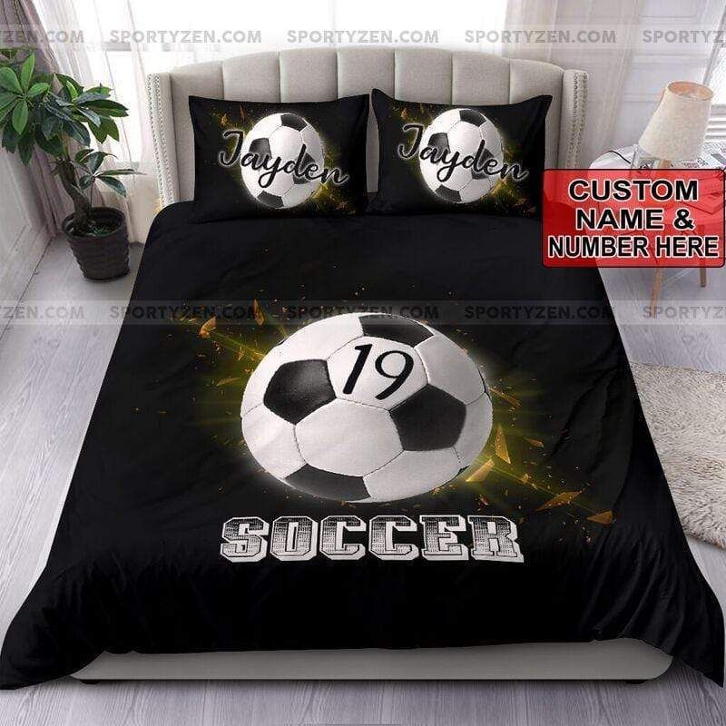 Soccer Ball Custom Duvet Cover Bedding Set With Your Name Soccer Ball Custom Duvet Cover Bedding Set With Your Name