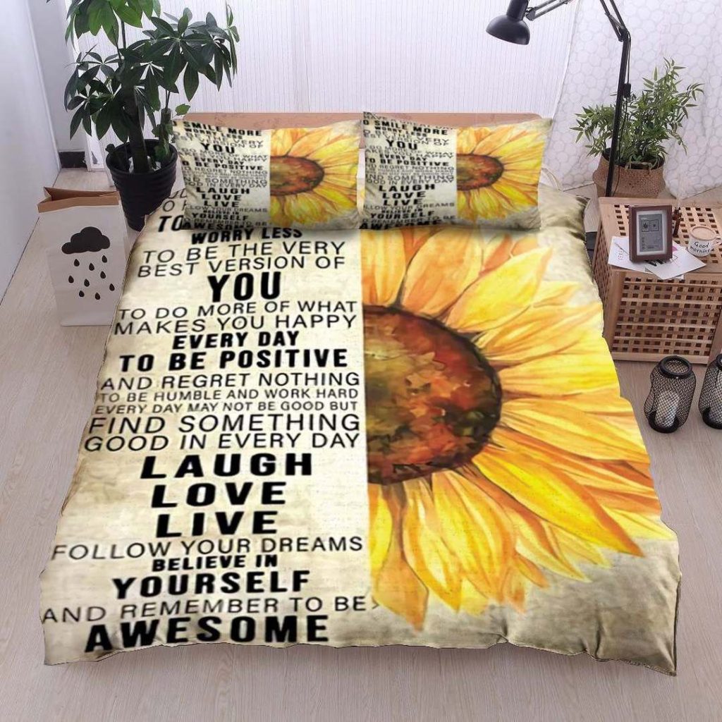 Sunflower Believe In Yourself In Remember To Be Awesome Cotton Bed Sheets Spread Comforter Duvet Cover Bedding Sets Sunflower Believe In Yourself In Remember To Be Awesome Cotton Bed Sheets Spread Comforter Duvet Cover Bedding Sets