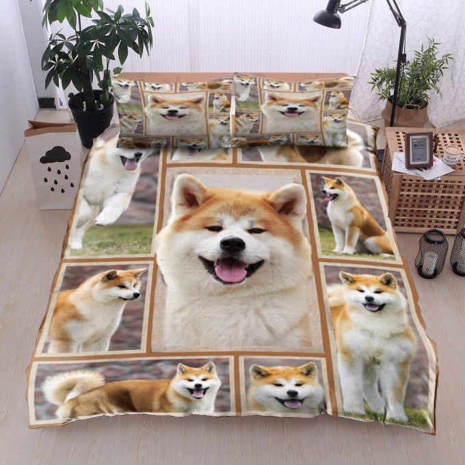 Smiling Akita Cotton Bed Sheets Spread Comforter Duvet Cover Bedding Sets