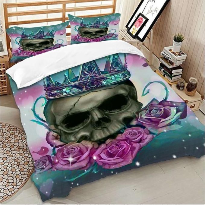 The Crowned Queen 3D Skull Cotton Bed Sheets Spread Comforter Duvet Cover Bedding Sets