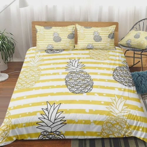 Striped Pineapple Bedding Set Duvet Cover  Pillow Cases