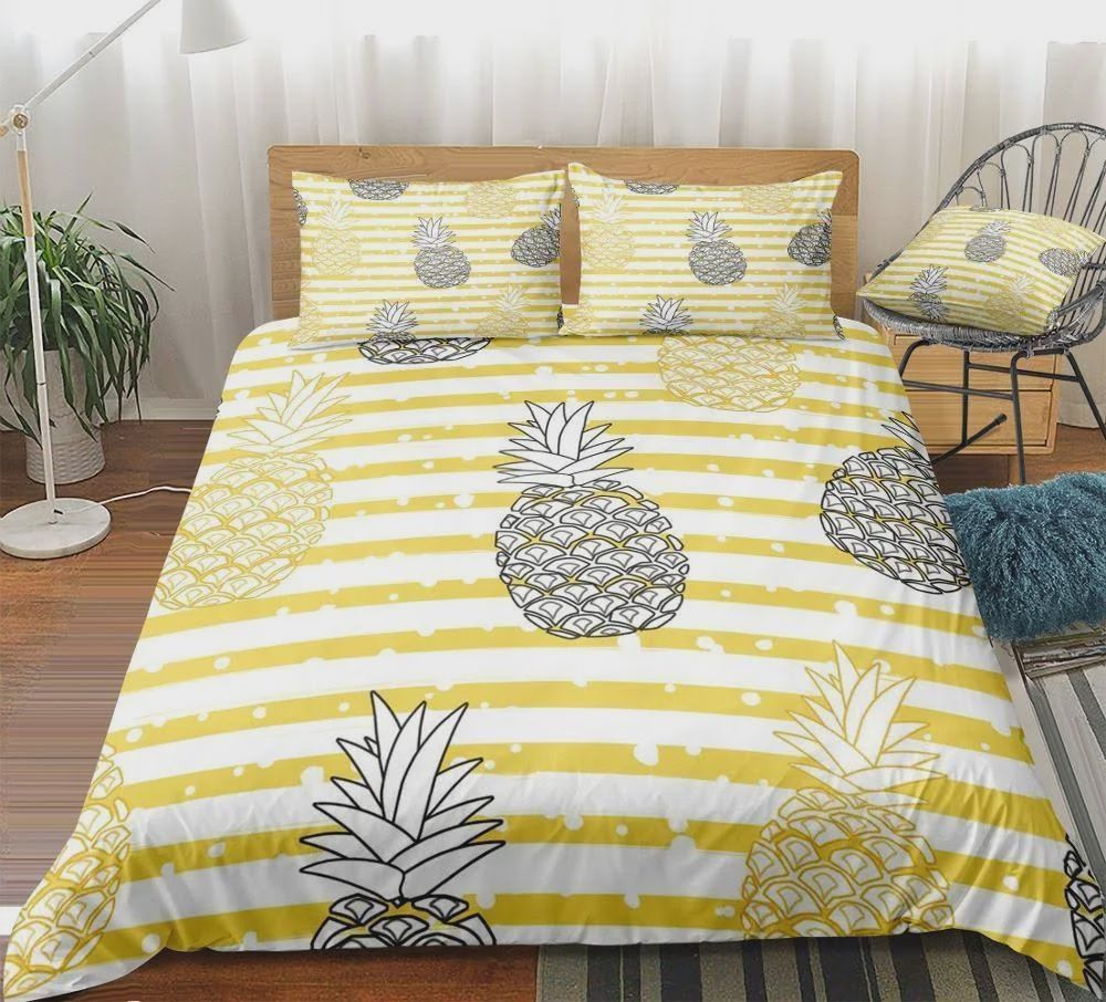 Striped Pineapple Bedding Set Duvet Cover Pillow Cases Striped Pineapple Bedding Set Duvet Cover Pillow Cases