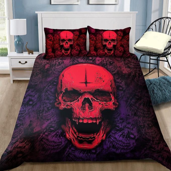 Spooky Skull Cotton Bed Sheets Spread Comforter Duvet Cover Bedding Sets