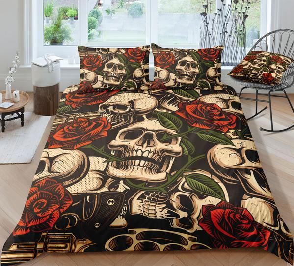 Skulls And Roses Pattern Cotton Bed Sheets Spread Comforter Duvet Cover Bedding Sets Skulls And Roses Pattern Cotton Bed Sheets Spread Comforter Duvet Cover Bedding Sets