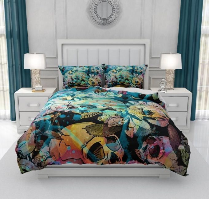 Sugar Skull Cotton Bed Sheets Spread Comforter Duvet Cover Bedding Sets