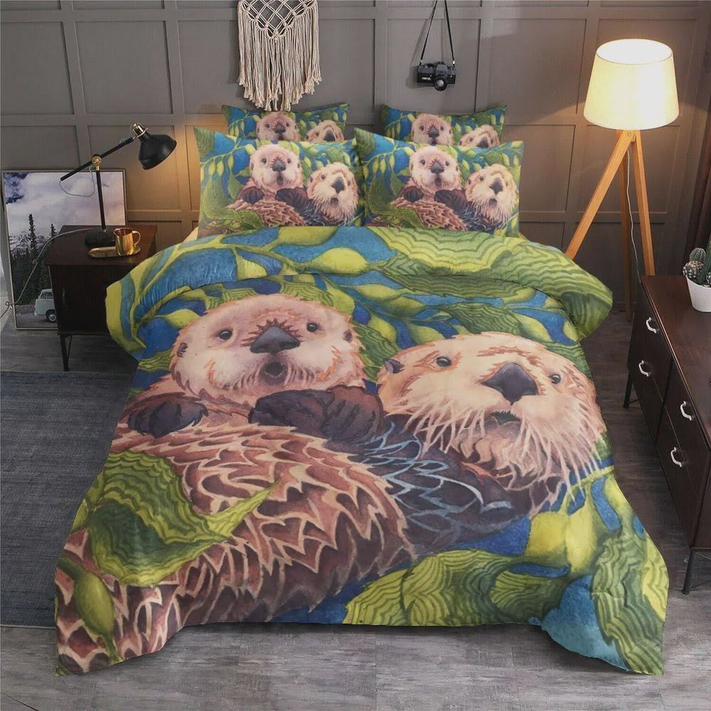 Two Naive Otters With Leaves Cotton Bed Sheets Spread Comforter Duvet Cover Bedding Sets Two Naive Otters With Leaves Cotton Bed Sheets Spread Comforter Duvet Cover Bedding Sets