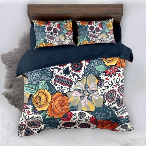 Snm D’a De Muertos Sugar Skull Bedding Set Duvet Cover  Pillow Cases