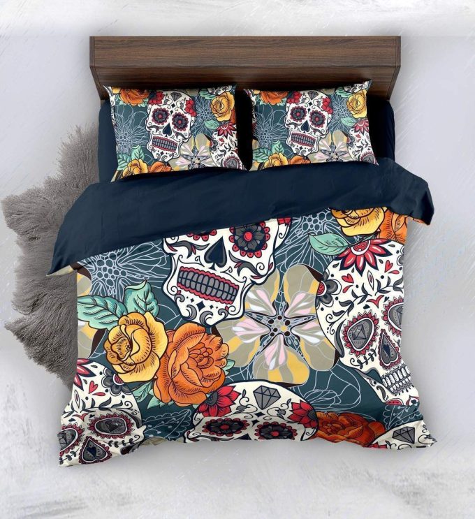 Snm D’a De Muertos Sugar Skull Bedding Set Duvet Cover  Pillow Cases