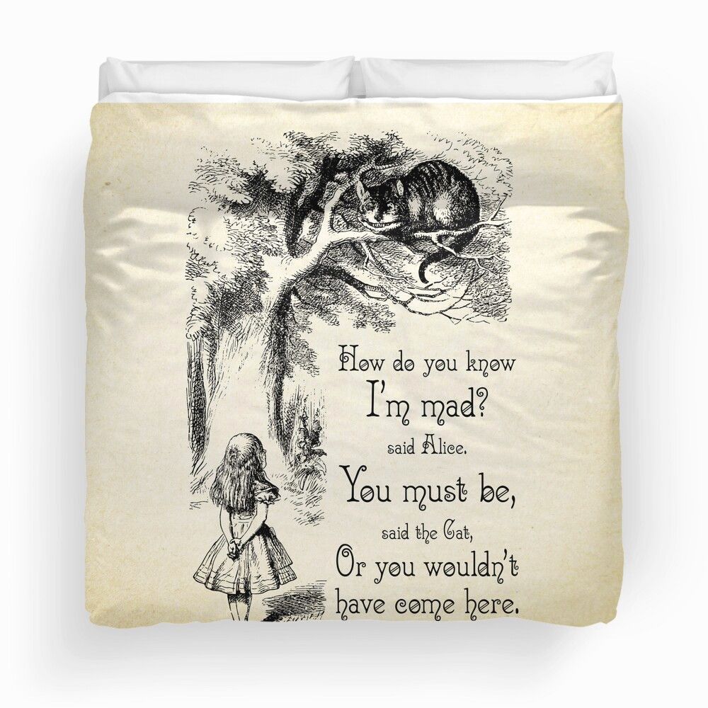 Alice In Wonderland Quote How Do You Know I’m Mad Cheshire Cat Quote Bedding Set Duvet Cover Pillow Cases Alice In Wonderland Quote How Do You Know I’m Mad Cheshire Cat Quote Bedding Set Duvet Cover Pillow Cases