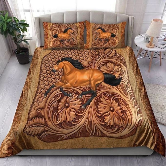 Horse Leather Embossed Cotton Bed Sheets Spread Comforter Duvet Cover Bedding Sets