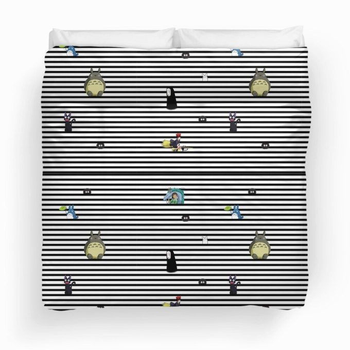 Studio Ghibli My Neighbor Totoro Kiki’s Delivery Service And Spirited Away-Striped Duvet Cover Bedding Set