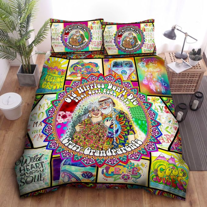 Old Hippies Don’t Die They Just Fade Into Crazy Grandparents Cotton Bed Sheets Spread Comforter Duvet Cover Bedding Sets