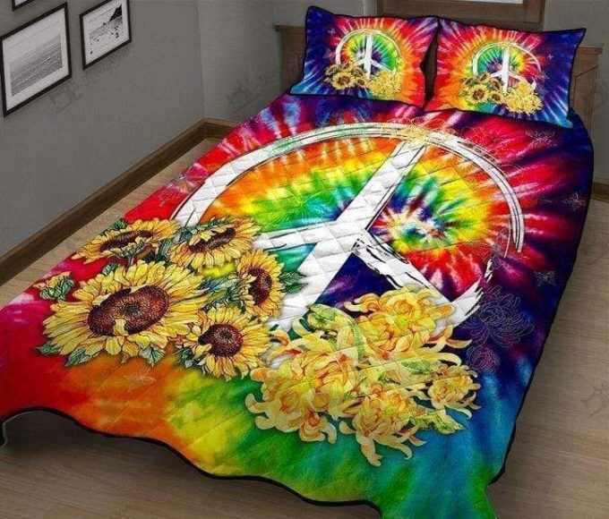 Sunflower Hippie Bedding Set Duvet Cover  Pillowcases