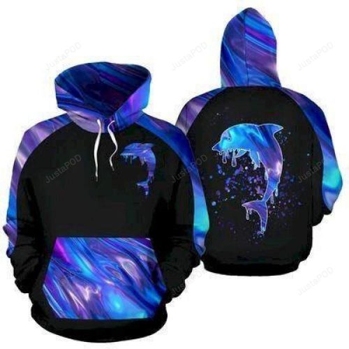 Dolphin Holographic 3D All Print Hoodie, Zip- Up Hoodie