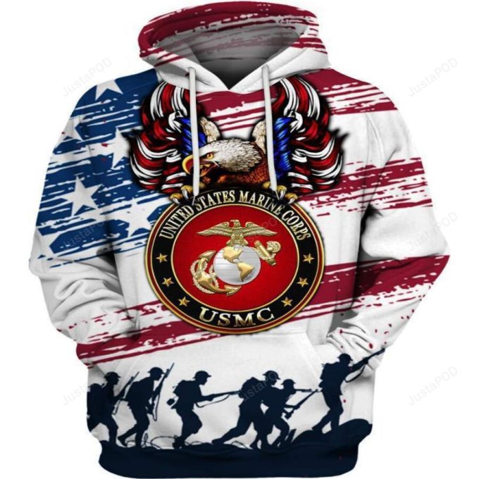 US Marine Corps Veteran 3D All Print Hoodie, Zip- Up Hoodie