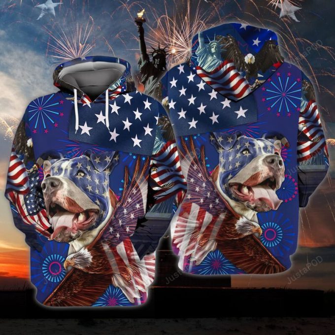 Pitbull Independence Day 3D All Over Printed Hoodie, Zip- Up Hoodie