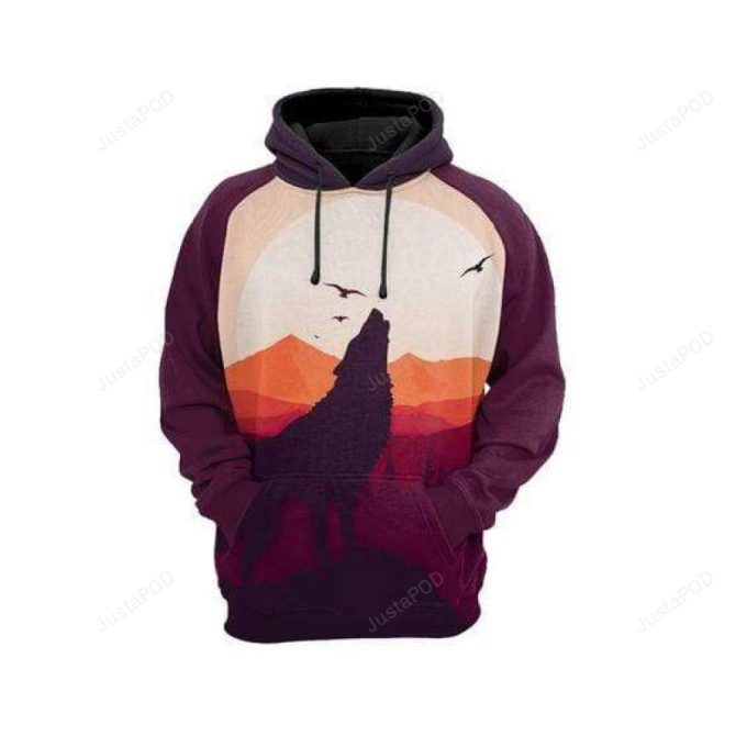 Wolf Howling Sun 3D All Print Hoodie, Zip- Up Hoodie