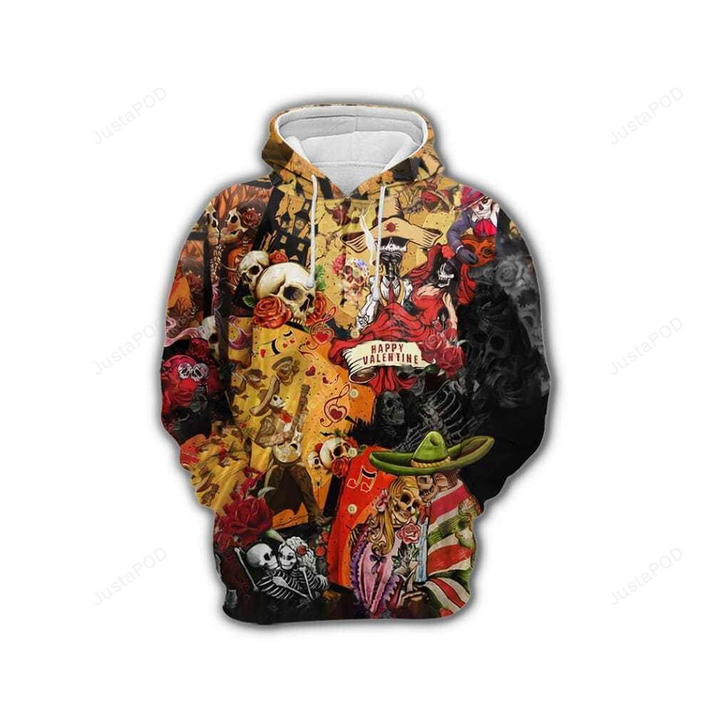 Skull Happy 3D All Over Printed Hoodie, Zip- Up Hoodie Skull Happy 3D All Over Printed Hoodie, Zip- Up Hoodie