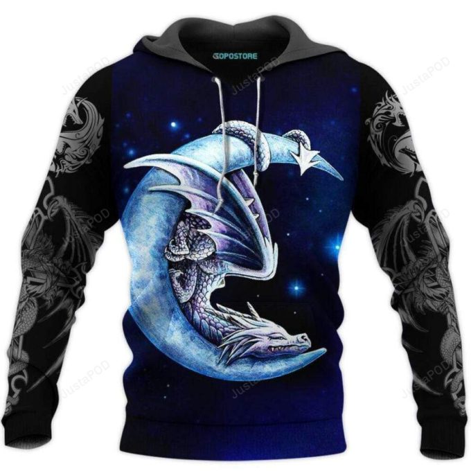 Dragon Moon 3D All Print Hoodie, Zip- Up Hoodie