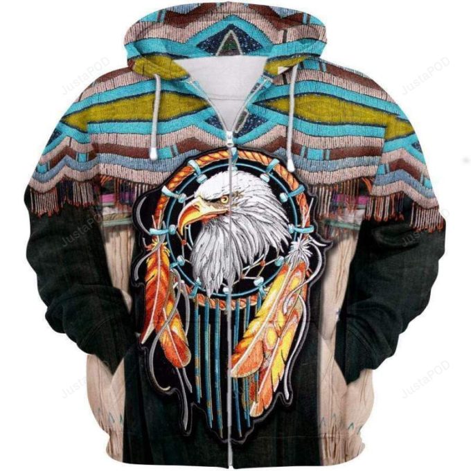 Native Dreamcatcher Eagle 3D All Print Hoodie, Zip- Up Hoodie