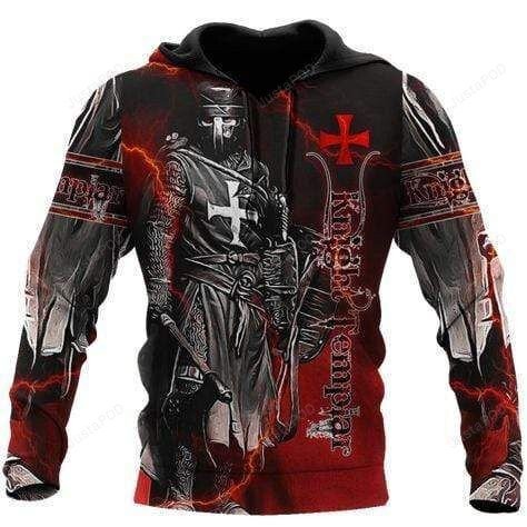 Knight Templar Red Lightening 3D All Over Print Hoodie, Zip-up Hoodie