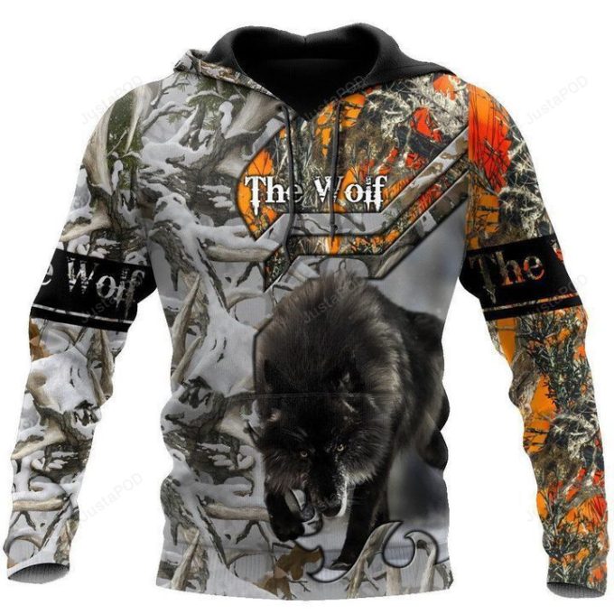 Black Wolf Camouflage 3D All Over Printed Hoodie, Zip- Up Hoodie