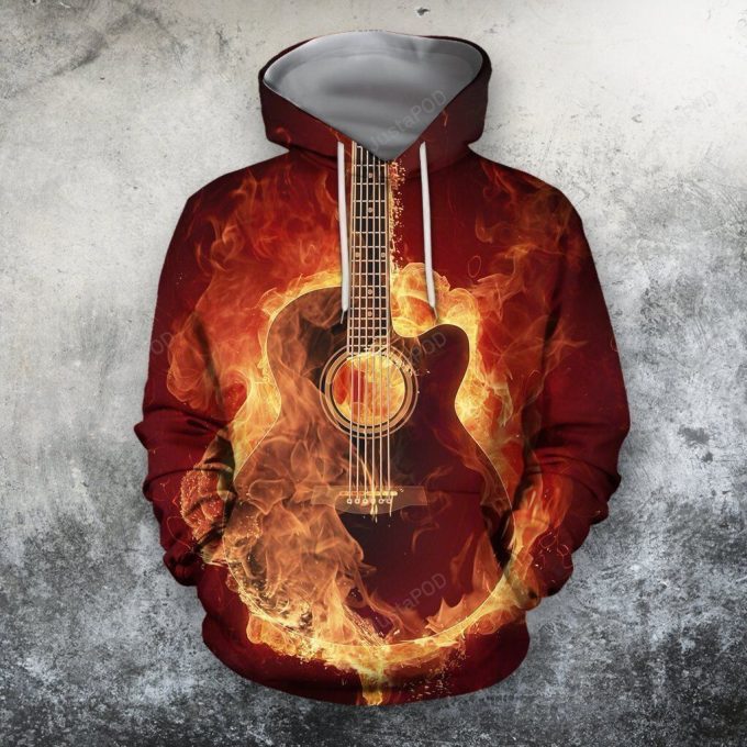 Red Guitar 3D All Over Print Hoodie, Zip-up Hoodie