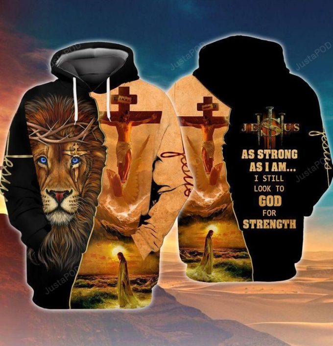 God For Strength 3D All Over Printed Hoodie, Zip- Up Hoodie