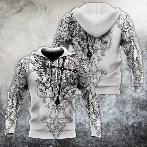 Jesus Cross Tattoo 3D All Over Print Hoodie, Zip-up Hoodie Jesus Cross Tattoo 3D All Over Print Hoodie, Zip-up Hoodie