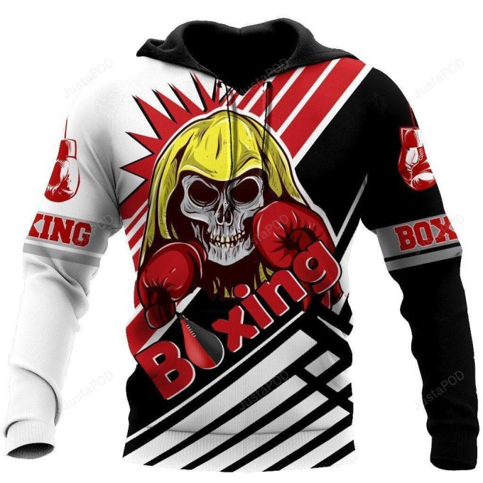 Skull Boxing Player 3D All Over Print Hoodie, Zip-up Hoodie