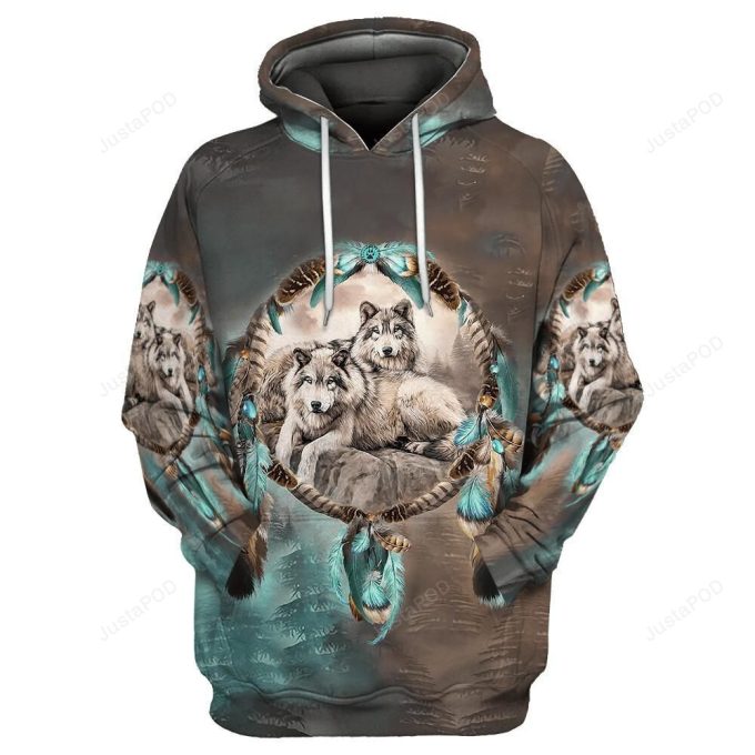 Wolf Native American 3D All Over Print Hoodie, Zip-up Hoodie