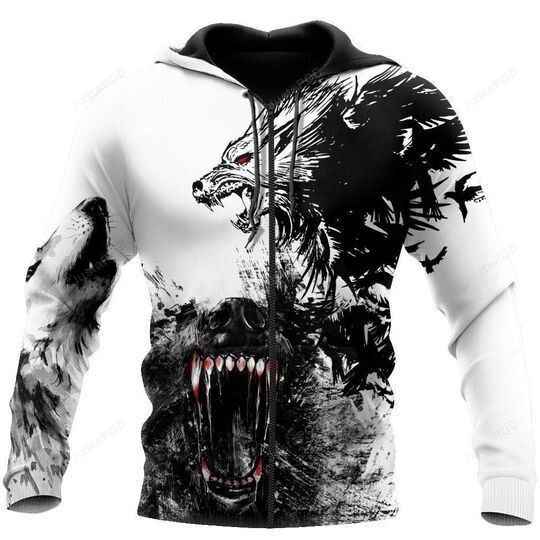 Wolf White Black 3D All Over Print Hoodie, Zip-up Hoodie Wolf White Black 3D All Over Print Hoodie, Zip-up Hoodie
