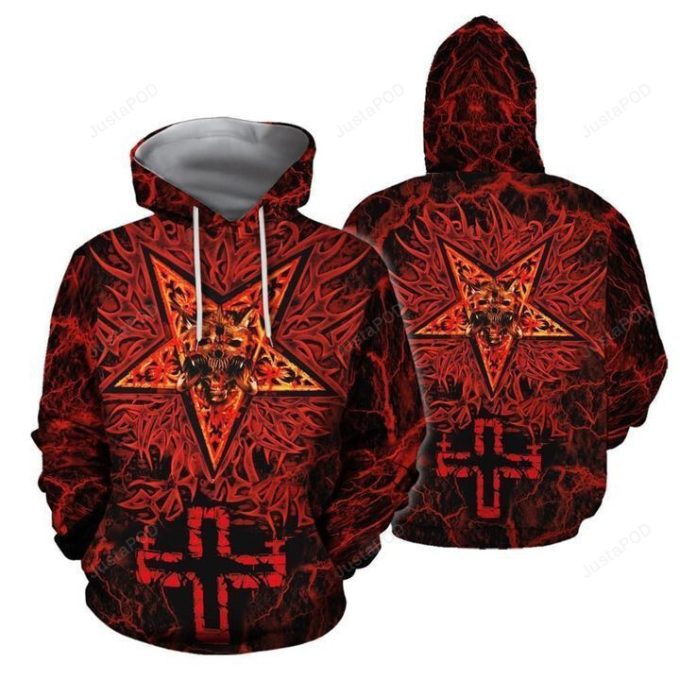 Satanic Tribal Red 3D All Over Printed Hoodie, Zip- Up Hoodie