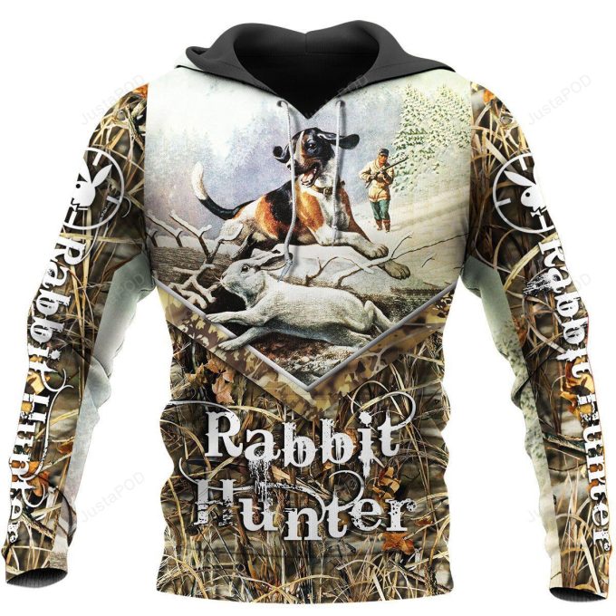 Rabbit Beagle Hunting 3D All Over Printed Hoodie, Zip- Up Hoodie