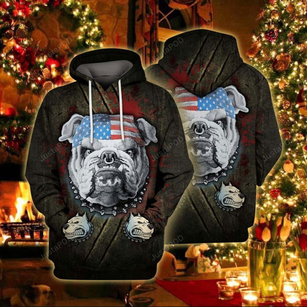 Bulldog Angry 3D All Over Print Hoodie, Zip-up Hoodie