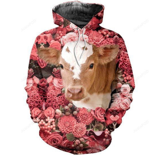 Baby Moo Pink 3D All Over Print Hoodie, Zip-up Hoodie Baby Moo Pink 3D All Over Print Hoodie, Zip-up Hoodie
