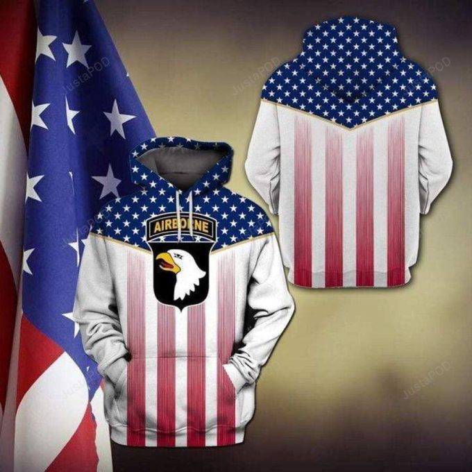 Airborne American Flag 3D All Print Hoodie, Zip- Up Hoodie