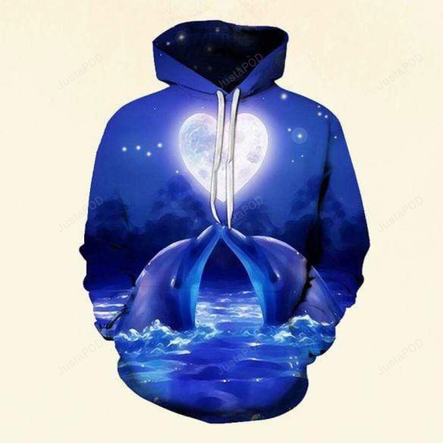 Couple Dolphin Love Under The Moon Light 3D All Print Hoodie, Zip- Up Hoodie Couple Dolphin Love Under The Moon Light 3D All Print Hoodie, Zip- Up Hoodie