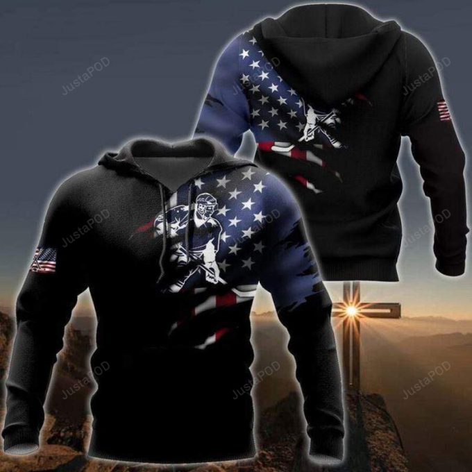 Hockey Usa Flag 3D All Print Hoodie, Zip- Up Hoodie