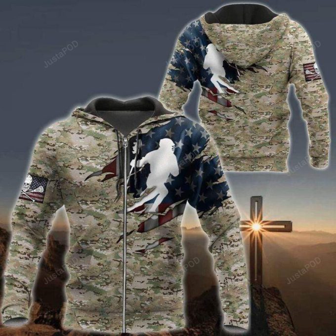 Lacrosse Usa Camo 3D All Print Hoodie, Zip- Up Hoodie