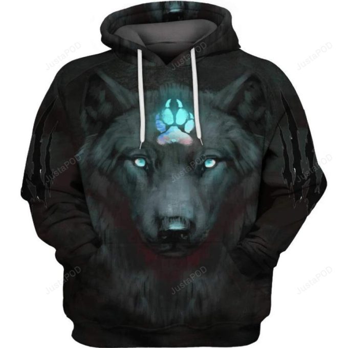 Tattoo Black Wolf Blue Claw 3D All Print Hoodie, Zip- Up Hoodie