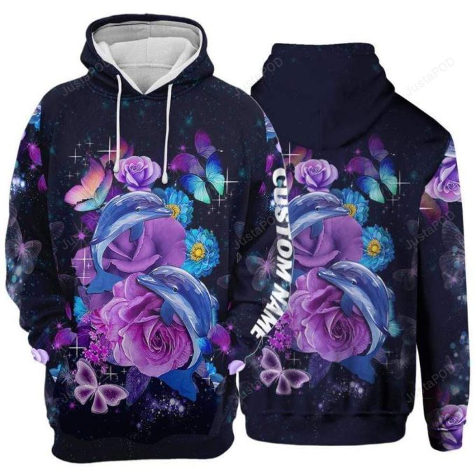 Personalized Dolphin With Flower And Butterfly 3d All Print Hoodie, Zip- Up Hoodie