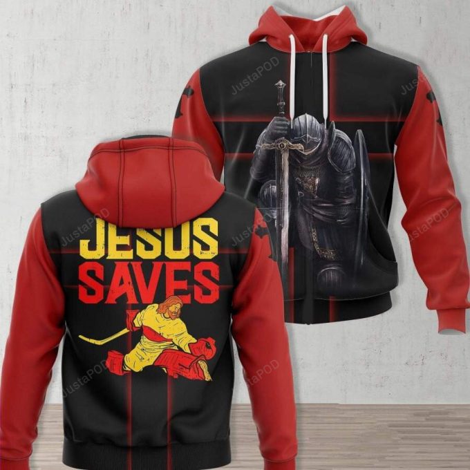 Jesus Saves Ice Hockey Goalie 3D All Print Hoodie, Zip- Up Hoodie