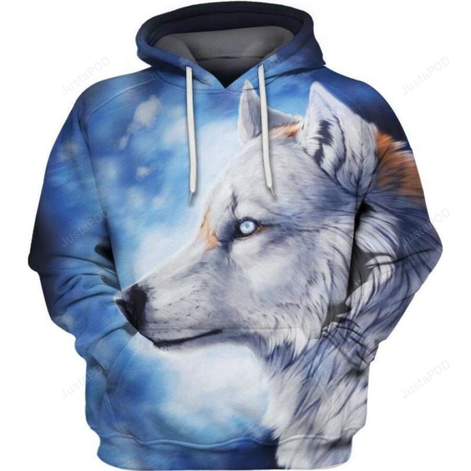 Native Wolf White Winter 3D All Print Hoodie, Zip- Up Hoodie